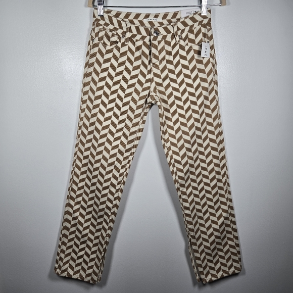 NEW PacSun Brown Chevron Print Low Rise Straight Leg Split Hem Jeans Size 24 - Picture 4 of 16